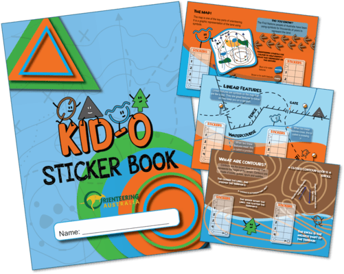 The front cover and a sample of internal pages of the KID-O sticker book